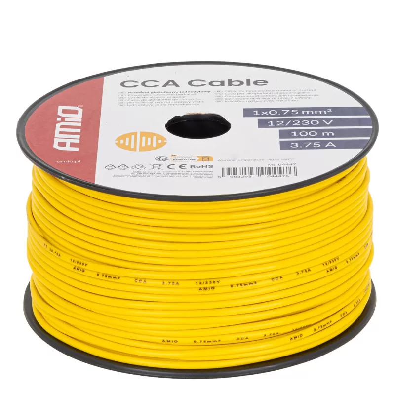 CCA garsiakalbio laidas 1x0,75mm² 100m 3,75A 12/230V AMIO-04447