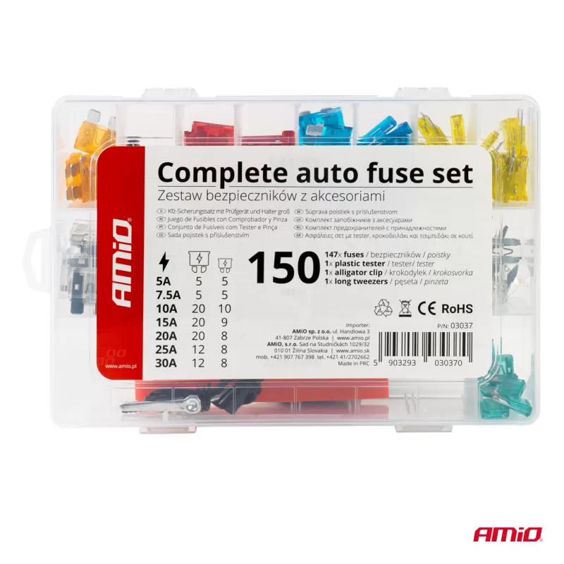 Pilnas automobilio saugiklių rinkinys
