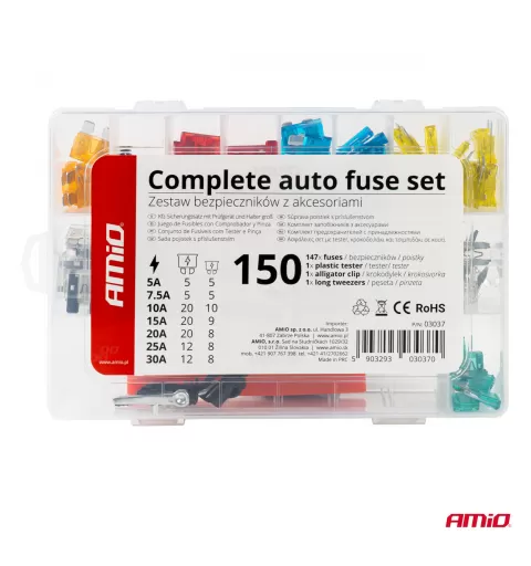 Pilnas automobilio saugiklių rinkinys
