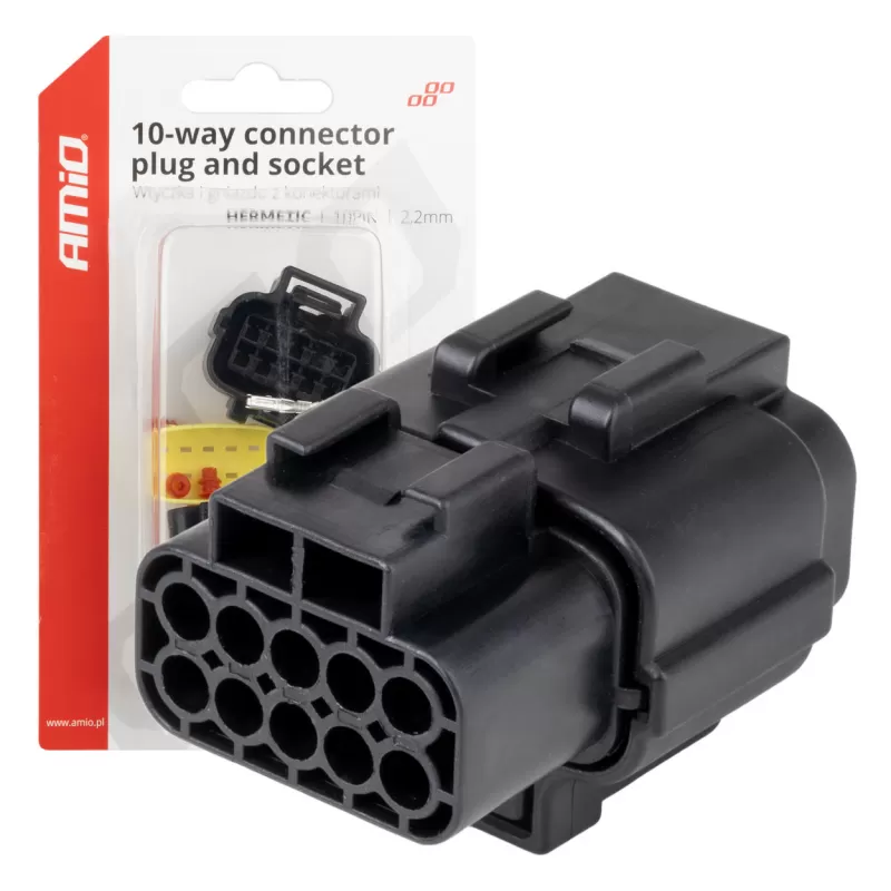 Jungties kištuko ir lizdo rinkinys, 10 kontaktų, 2,2mm, AMIO-04351