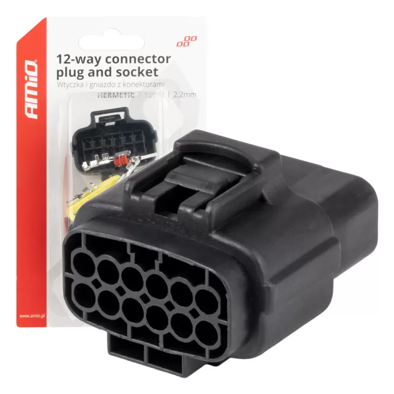 Jungties kištuko ir lizdo rinkinys, 12 kontaktų, 2,2mm, AMIO-04352