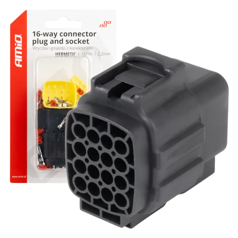 Jungties kištuko ir lizdo rinkinys, 16 kontaktų, 2,2mm, AMIO-04353