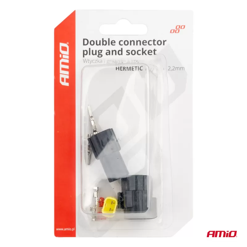 Jungties kištuko ir lizdo rinkinys, 2 kontaktai, 2,2mm, AMIO-04346