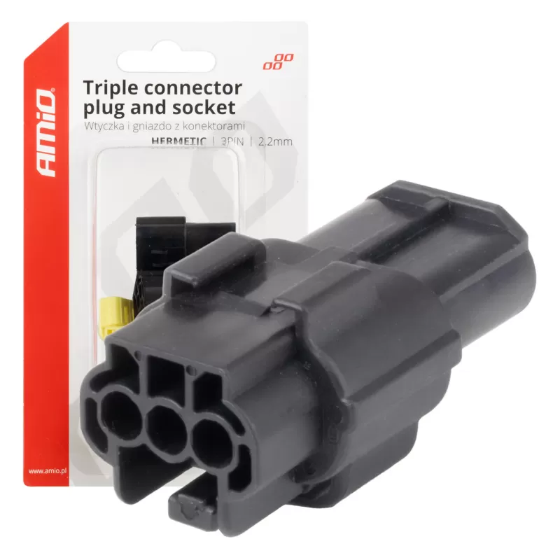 Jungties kištuko ir lizdo rinkinys, 3 kontaktai, 2,2mm, AMIO-04347