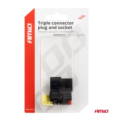 Jungties kištuko ir lizdo rinkinys, 3 kontaktai, 2,2mm, AMIO-04347