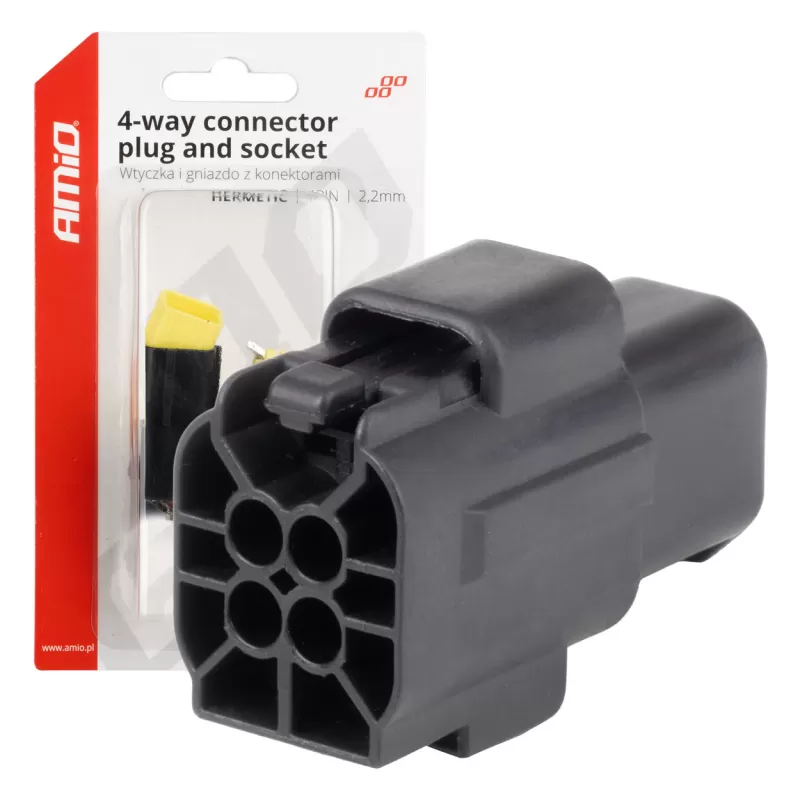 Jungties kištuko ir lizdo rinkinys, 4 kontaktai, 2,2mm, AMIO-04348