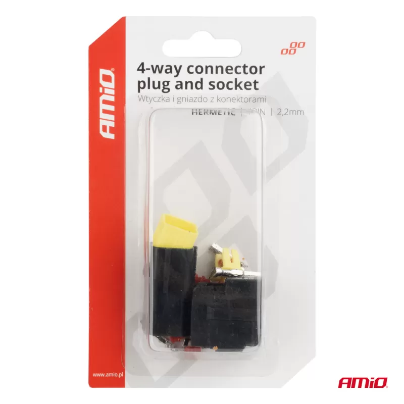 Jungties kištuko ir lizdo rinkinys, 4 kontaktai, 2,2mm, AMIO-04348