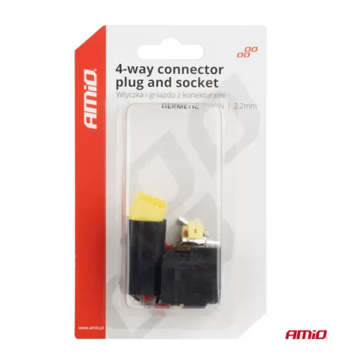 Jungties kištuko ir lizdo rinkinys, 4 kontaktai, 2,2mm, AMIO-04348