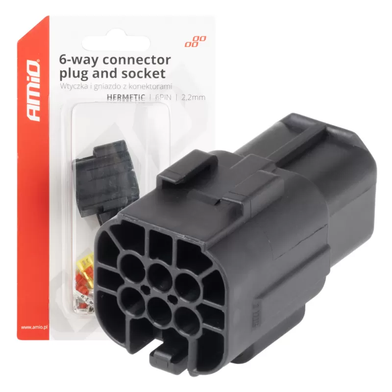 Jungties kištuko ir lizdo rinkinys, 6 kontaktai, 2,2mm, AMIO-04349