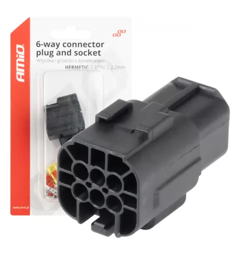 Jungties kištuko ir lizdo rinkinys, 6 kontaktai, 2,2mm, AMIO-04349