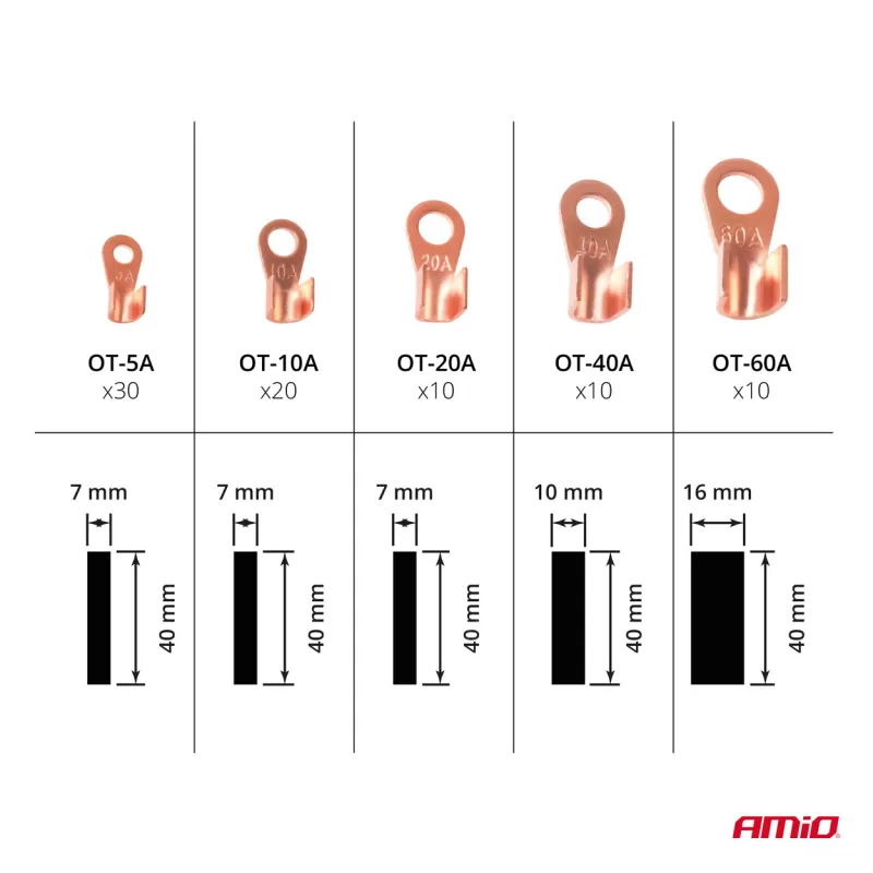 Jungčių ir termosusitraukiančių vamzdelių rinkinys AMIO-03933