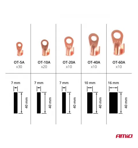 Jungčių ir termosusitraukiančių vamzdelių rinkinys AMIO-03933