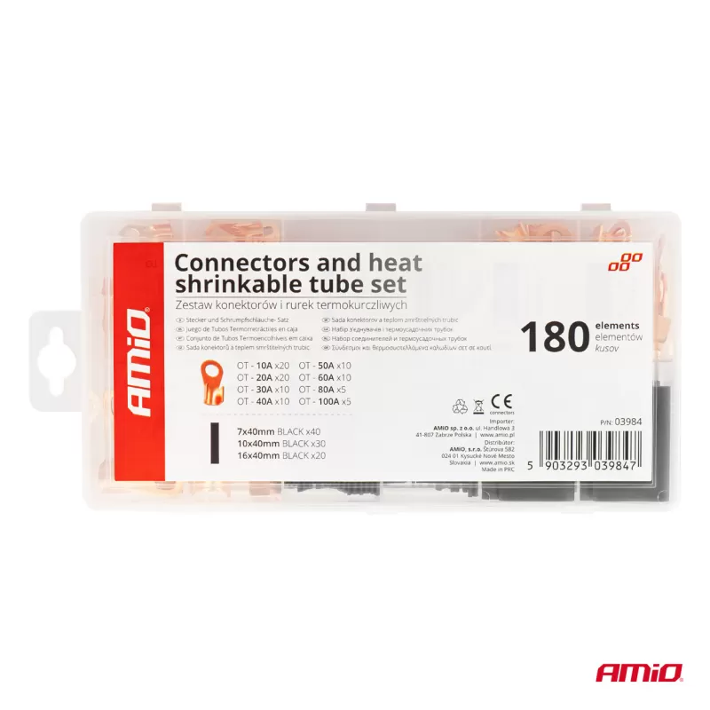 Jungčių ir termosusitraukiančių vamzdelių rinkinys AMIO-03984