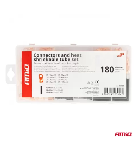 Jungčių ir termosusitraukiančių vamzdelių rinkinys AMIO-03984
