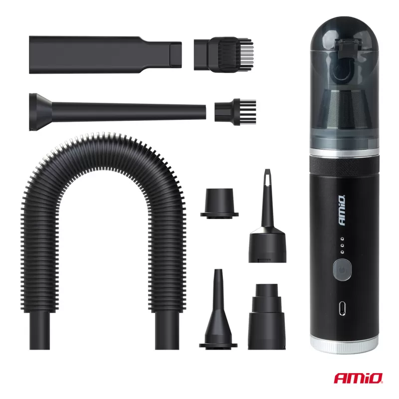 Belaidis automobilinis dulkių siurblys be šepetėlių variklio, su siurbimo funkcija, 100W 20kPa USB-C AMIO-04785