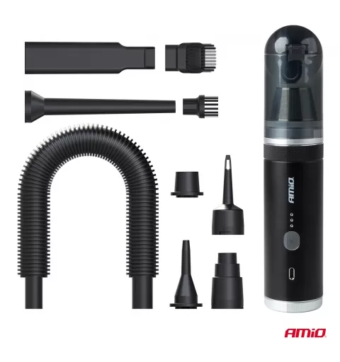 Belaidis automobilinis dulkių siurblys be šepetėlių variklio, su siurbimo funkcija, 100W 20kPa USB-C AMIO-04785