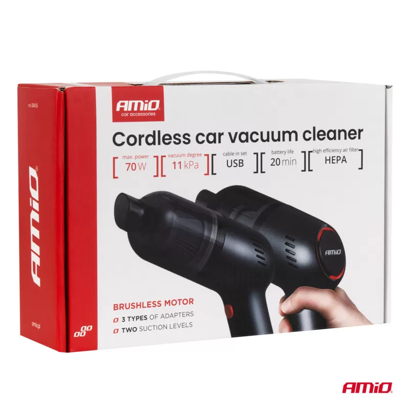 Belaidis automobilinis dulkių siurblys 70W 11kPa USB-C VC-08 HEPA AMIO-04416