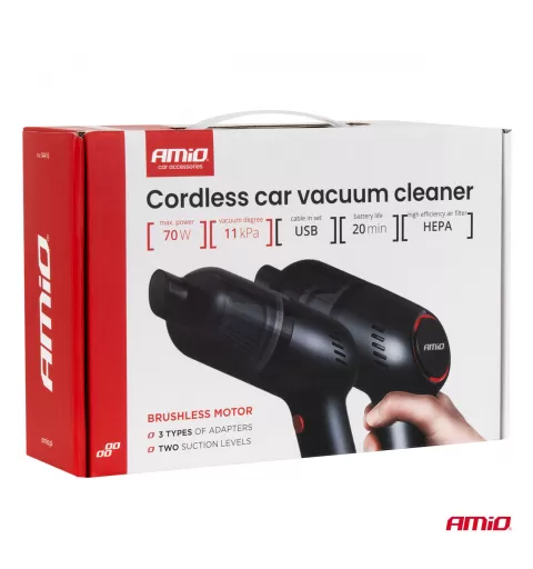 Belaidis automobilinis dulkių siurblys 70W 11kPa USB-C VC-08 HEPA AMIO-04416