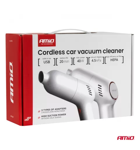Belaidis automobilinis dulkių siurblys 40W 4,5kPa USB-C VC-07 HEPA AMIO-04415