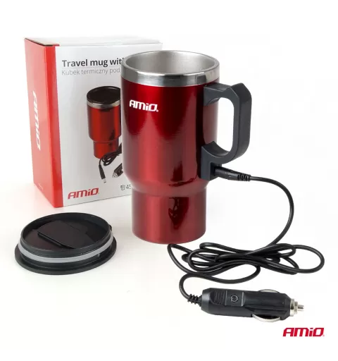 DC automobilinis virdulys/puodelis 450ml, raudonas, 12V