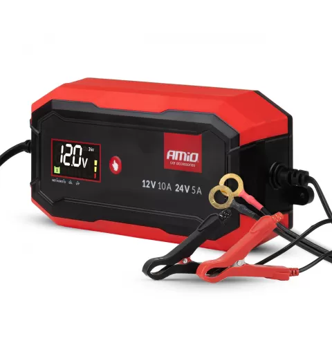 Skaitmeninis akumuliatoriaus įkroviklis AGM GEL STD LiFePo4 MAX 10A 12/24V PRO AMIO-04528
