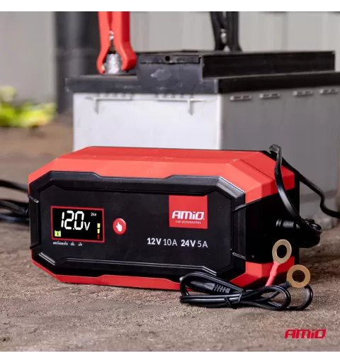 Skaitmeninis akumuliatoriaus įkroviklis AGM GEL STD LiFePo4 MAX 10A 12/24V PRO AMIO-04528