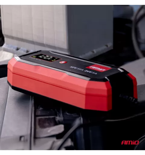Skaitmeninis akumuliatoriaus įkroviklis AGM GEL STD LiFePo4 MAX 10A 12/24V PRO AMIO-04528
