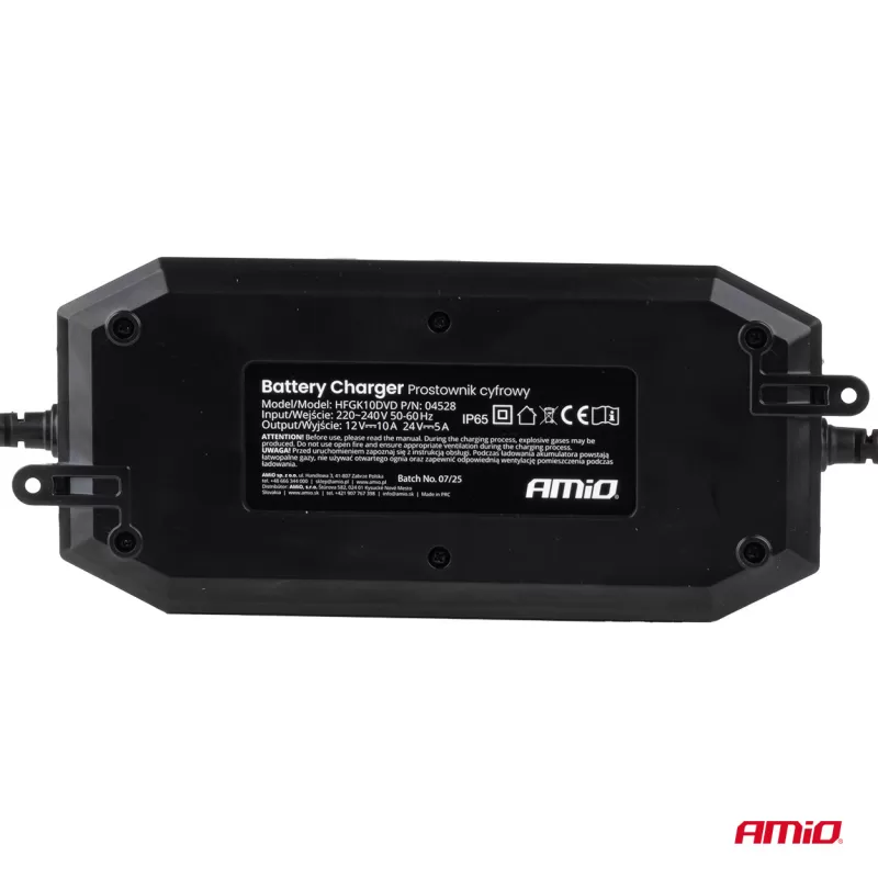 Skaitmeninis akumuliatoriaus įkroviklis AGM GEL STD LiFePo4 MAX 10A 12/24V PRO AMIO-04528