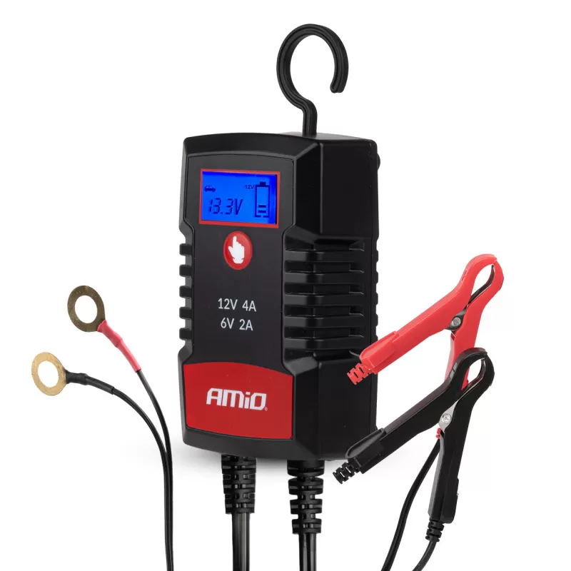 Skaitmeninis akumuliatoriaus įkroviklis AGM GEL STD LiFePo4 MAX 4A 6/12V PRO HOOK AMIO-04531