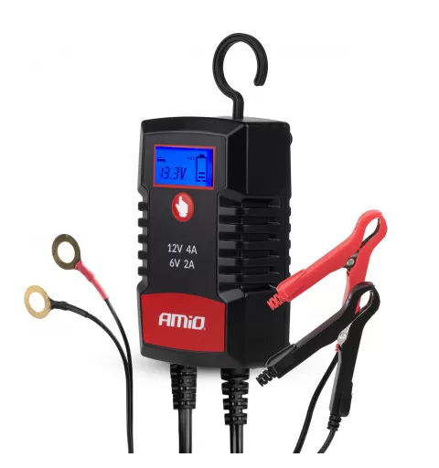 Skaitmeninis akumuliatoriaus įkroviklis AGM GEL STD LiFePo4 MAX 4A 6/12V PRO HOOK AMIO-04531