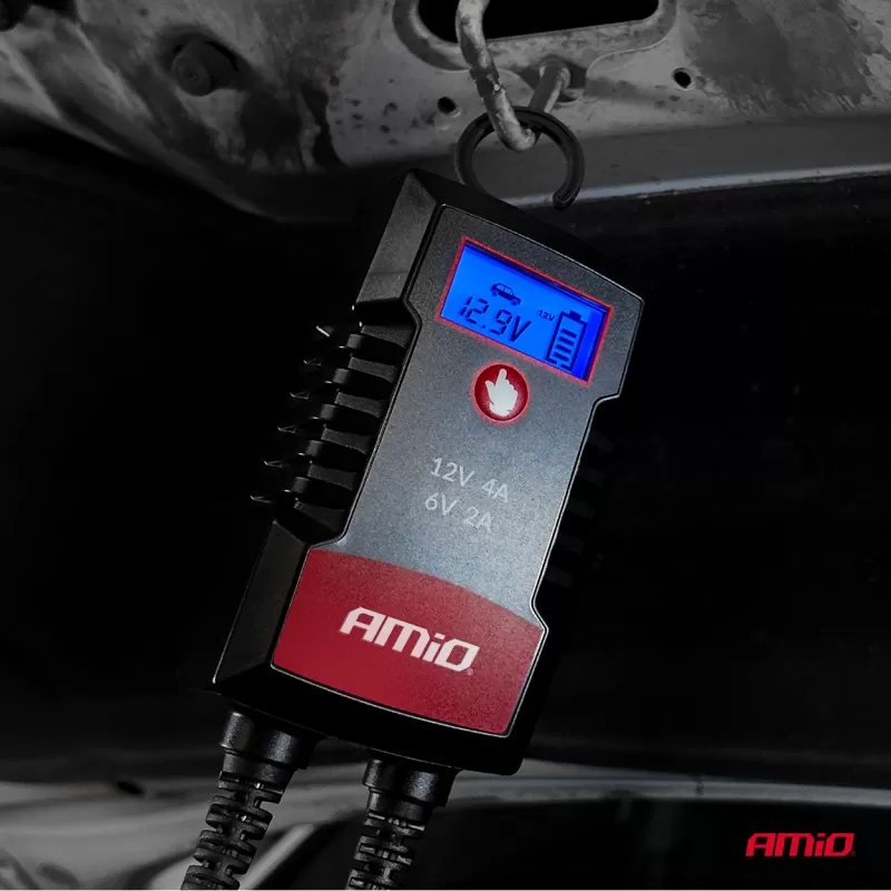 Skaitmeninis akumuliatoriaus įkroviklis AGM GEL STD LiFePo4 MAX 4A 6/12V PRO HOOK AMIO-04531