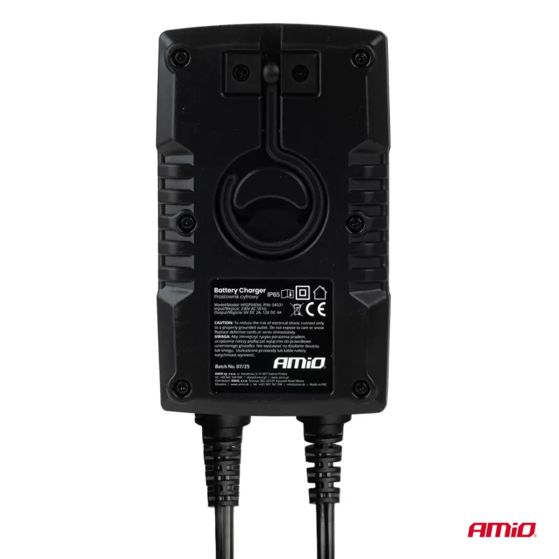 Skaitmeninis akumuliatoriaus įkroviklis AGM GEL STD LiFePo4 MAX 4A 6/12V PRO HOOK AMIO-04531