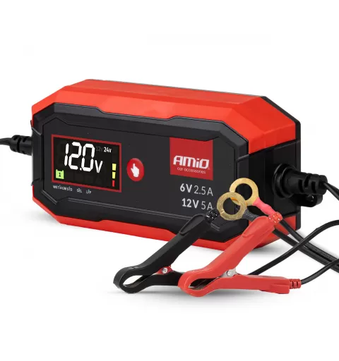Skaitmeninis akumuliatoriaus įkroviklis AGM GEL STD LiFePo4 MAX 5A 6/12V PRO AMIO-04527