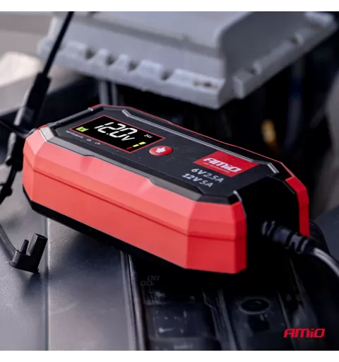 Skaitmeninis akumuliatoriaus įkroviklis AGM GEL STD LiFePo4 MAX 5A 6/12V PRO AMIO-04527