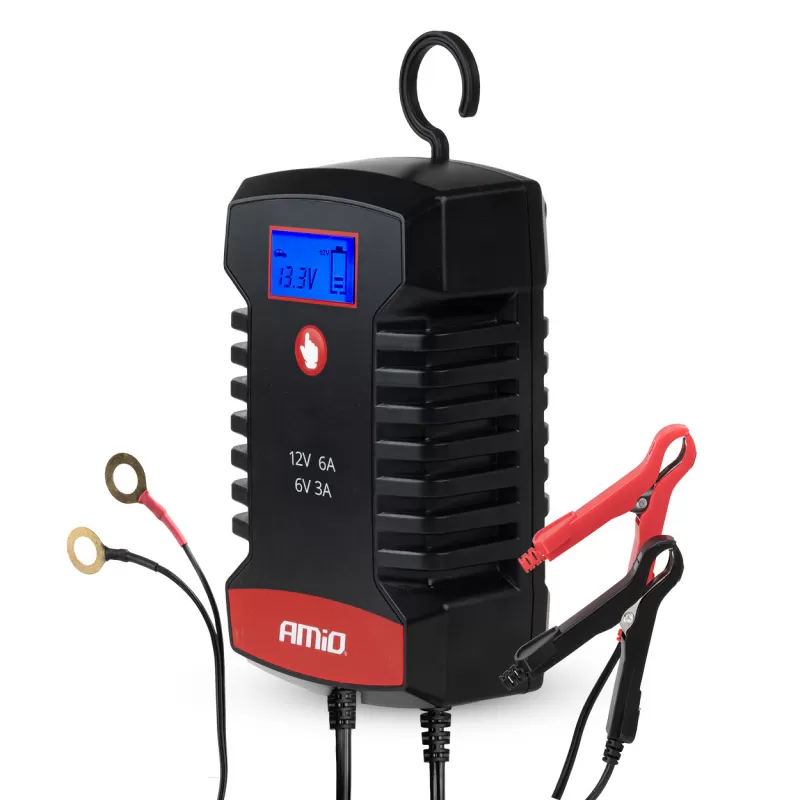 Skaitmeninis akumuliatoriaus įkroviklis AGM GEL STD LiFePo4 MAX 6A 6/12V PRO HOOK AMIO-04532