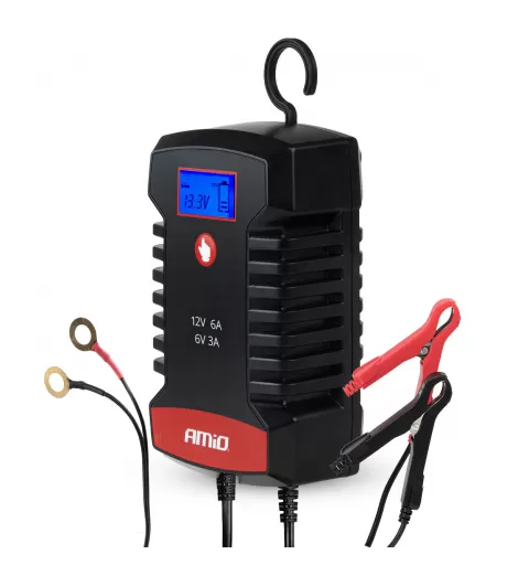 Skaitmeninis akumuliatoriaus įkroviklis AGM GEL STD LiFePo4 MAX 6A 6/12V PRO HOOK AMIO-04532