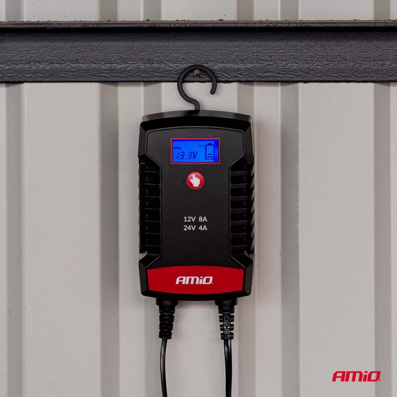 Skaitmeninis akumuliatoriaus įkroviklis AGM GEL STD LiFePo4 MAX 6A 6/12V PRO HOOK AMIO-04532