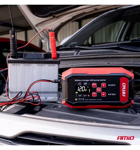 Skaitmeninis akumuliatoriaus įkroviklis BOOST AGM GEL STD LiFePo4 MAX 16A 12/24V PRO AMIO-04529