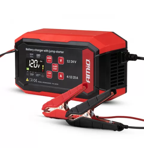 Skaitmeninis akumuliatoriaus įkroviklis BOOST AGM GEL STD LiFePo4 MAX 25A 12/24V PRO AMIO-04530