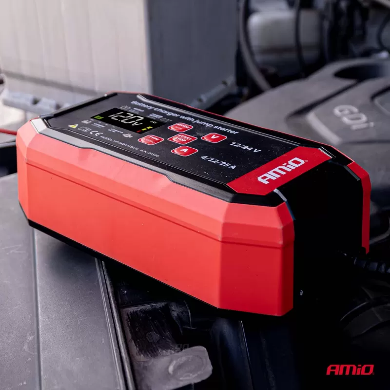 Skaitmeninis akumuliatoriaus įkroviklis BOOST AGM GEL STD LiFePo4 MAX 25A 12/24V PRO AMIO-04530