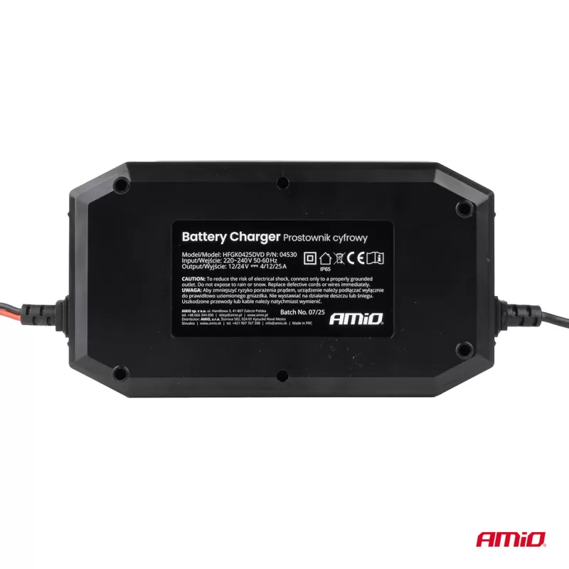 Skaitmeninis akumuliatoriaus įkroviklis BOOST AGM GEL STD LiFePo4 MAX 25A 12/24V PRO AMIO-04530
