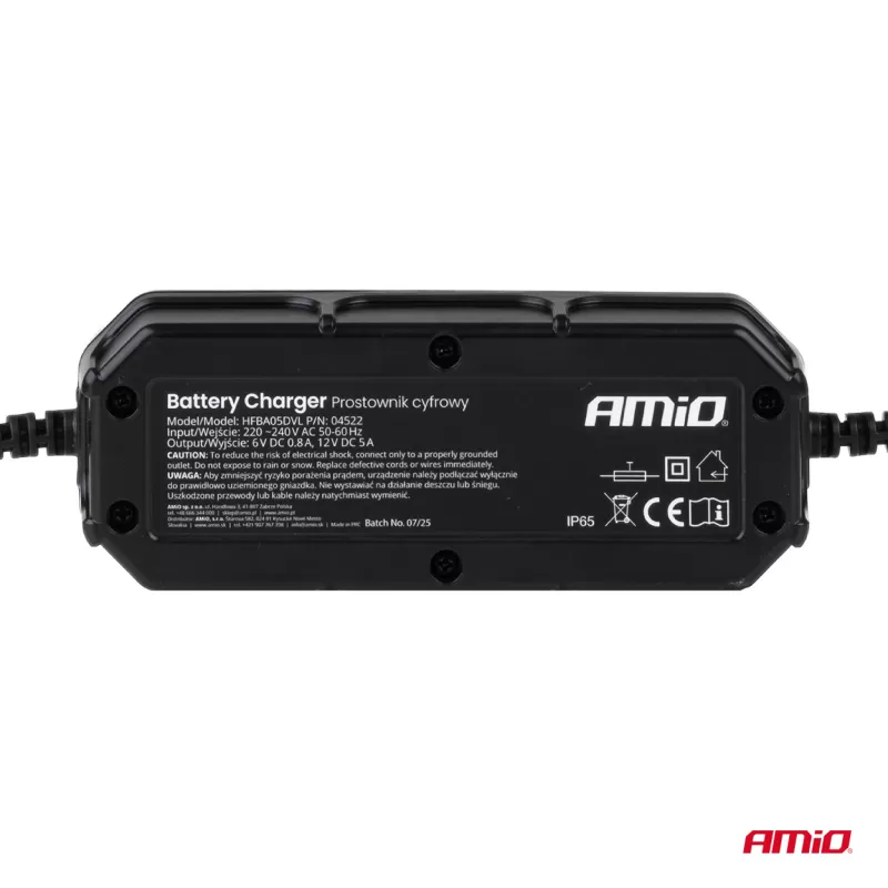 Skaitmeninis akumuliatoriaus įkroviklis LEAD ACID LFP MAX 5A 6/12V AMIO-04522
