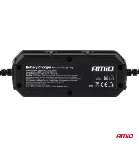 Skaitmeninis akumuliatoriaus įkroviklis LEAD ACID LFP MAX 5A 6/12V AMIO-04522