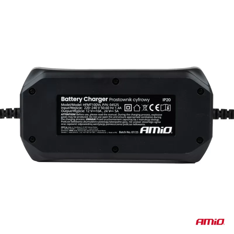Skaitmeninis akumuliatoriaus įkroviklis STD GEL AGM WET MAX 10A 12/24V AMIO-04525