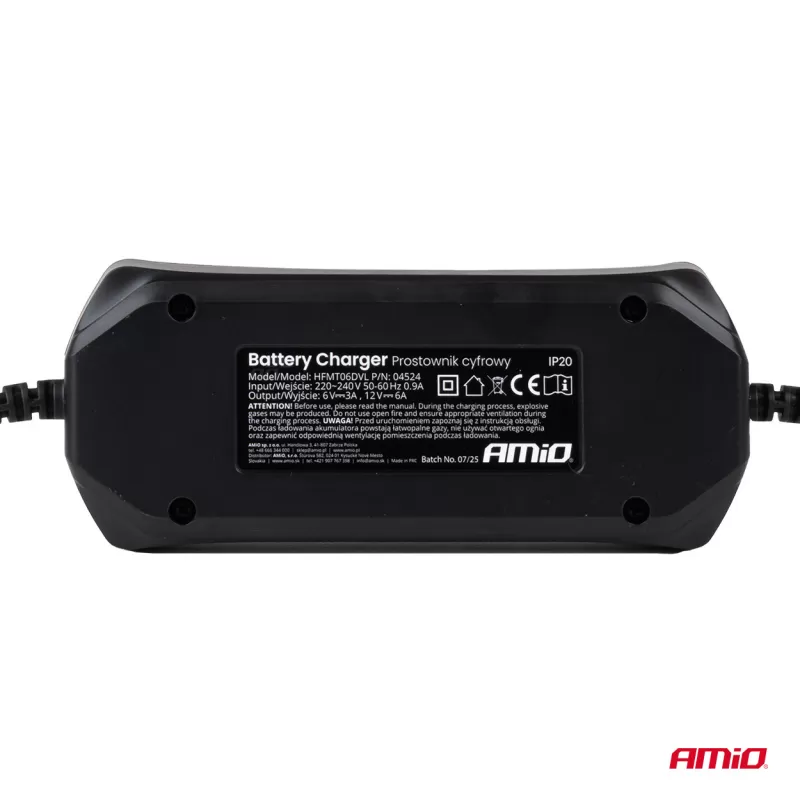 Skaitmeninis akumuliatoriaus įkroviklis STD GEL AGM WET MAX 6A 6/12V AMIO-04524