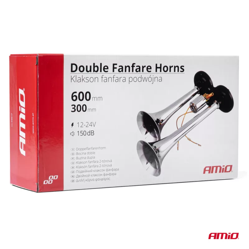 Dvigubi fanfariniai garso signalai 12-24V AMIO-03617