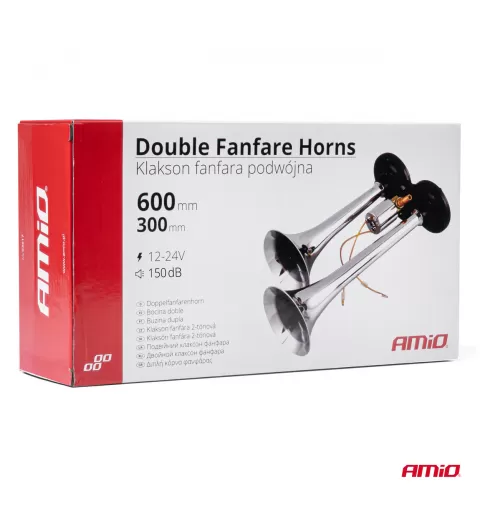 Dvigubi fanfariniai garso signalai 12-24V AMIO-03617