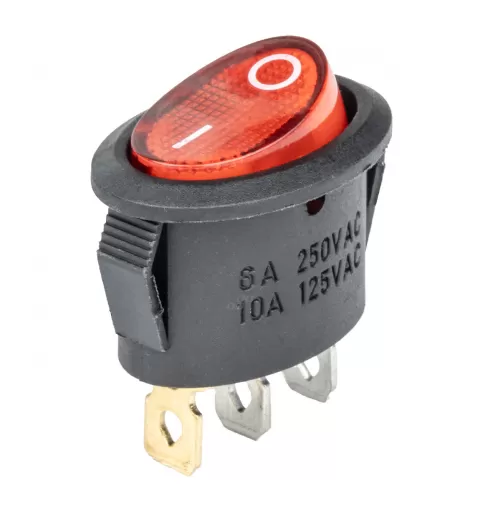 Elipsės formos jungiklis 12V/230V (su raudona lempute) BU02