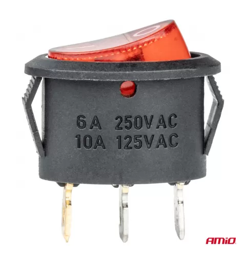 Elipsės formos jungiklis 12V/230V (su raudona lempute) BU02