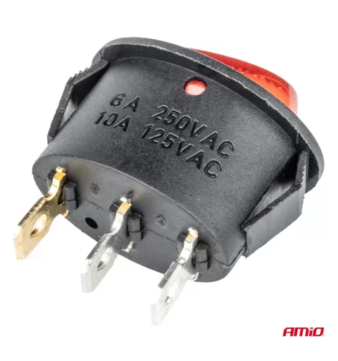 Elipsės formos jungiklis 12V/230V (su raudona lempute) BU02